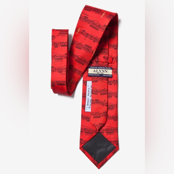 Alynn Red Musical Note Tie - Picture 2 of 4